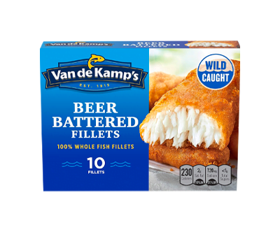 Van de Kamp's Beer Battered 100% Whole Fish Fillets, Frozen, 19.1 oz 10 ct