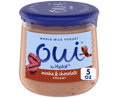 Oui by Yoplait Mocha & Chocolate Whole Milk Yogurt, French Style Yogurt Snack, 5 OZ Glass Yogurt Jar