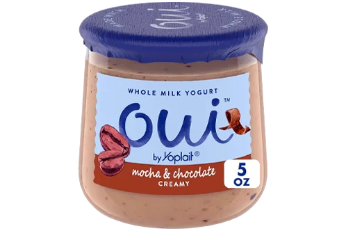 Oui by Yoplait Mocha & Chocolate Whole Milk Yogurt, French Style Yogurt Snack, 5 OZ Glass Yogurt Jar