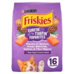 Purina Friskies Dry Cat Food for Adult Cats & Kittens, Surfin’ & Turfin