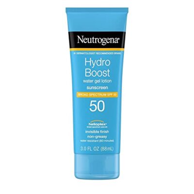 Neutrogena Hydro Boost Moisturizing Water Gel Sunscreen Lotion with Broad Spectrum SPF 50, Water-Resistant & Non-Greasy Hydrating Sunscreen Lotion, Oil-Free, 3 fl. oz, Pack of 3