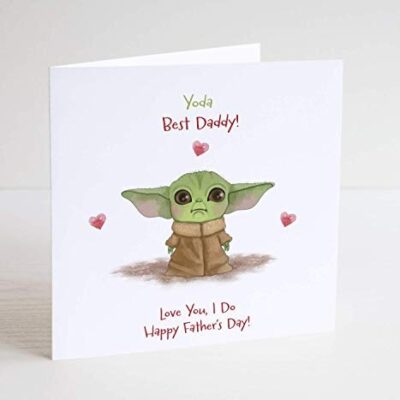 Baby Yoda Father’s Day Card – Mandalorian Daddy Dad Stepdad Husband