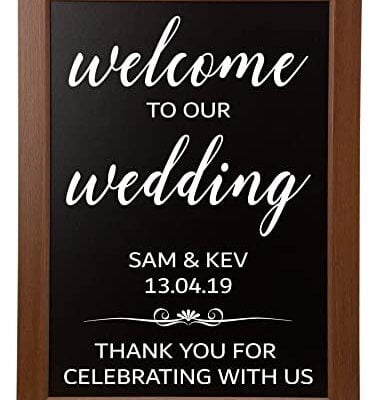 Welcome to our Wedding Sign Vinyl Sticker Decal Only (BLACKBOARD NOT INCLUDED) Personalised Rustic Vintage Name & Date Custom Text Wording Small to Large sizes available ref:2