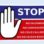 No Cold Callers Sticker for Front Door Outdoor Waterproof Window Stciker 140mm x 100mm