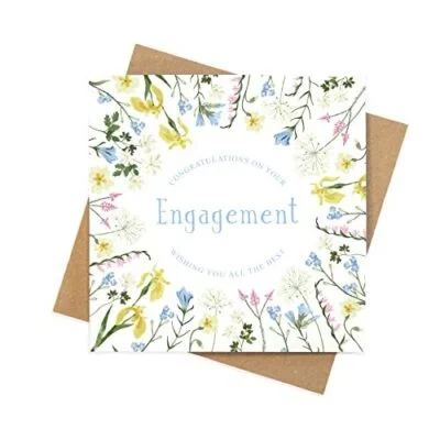 Engagement card | wildflower illustrated square greeting card | engagement cards | engagement cards for couples | to go with engagement gifts