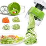 Handheld Spiralizer Vegetable Slicer, 4 in 1 Heavy Duty Veggie Spiral Cutter – Zoodle Pasta Spaghetti Maker