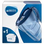 BRITA Marella fridge water filter jug for reduction of chlorine, limescale and impurities, Includes 1 x MAXTRA+ filter cartridges, 2.4L -Blue