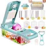KMASHI 14 in 1 Vegetable Chopper, Multifunctional Mandoline Slicer Dicer Household Kitchen Manual Julienne Grater Cutter for Onion, Garlic, Carrot, Potato,Fruit, Salad