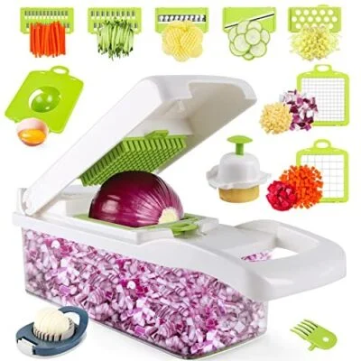 MAIPOR Vegetable Chopper - Onion chopper - Multifunctional 15 in 1 professional food chopper - Dicer Cutter - Kitchen veggie chopper with container - Egg slicer